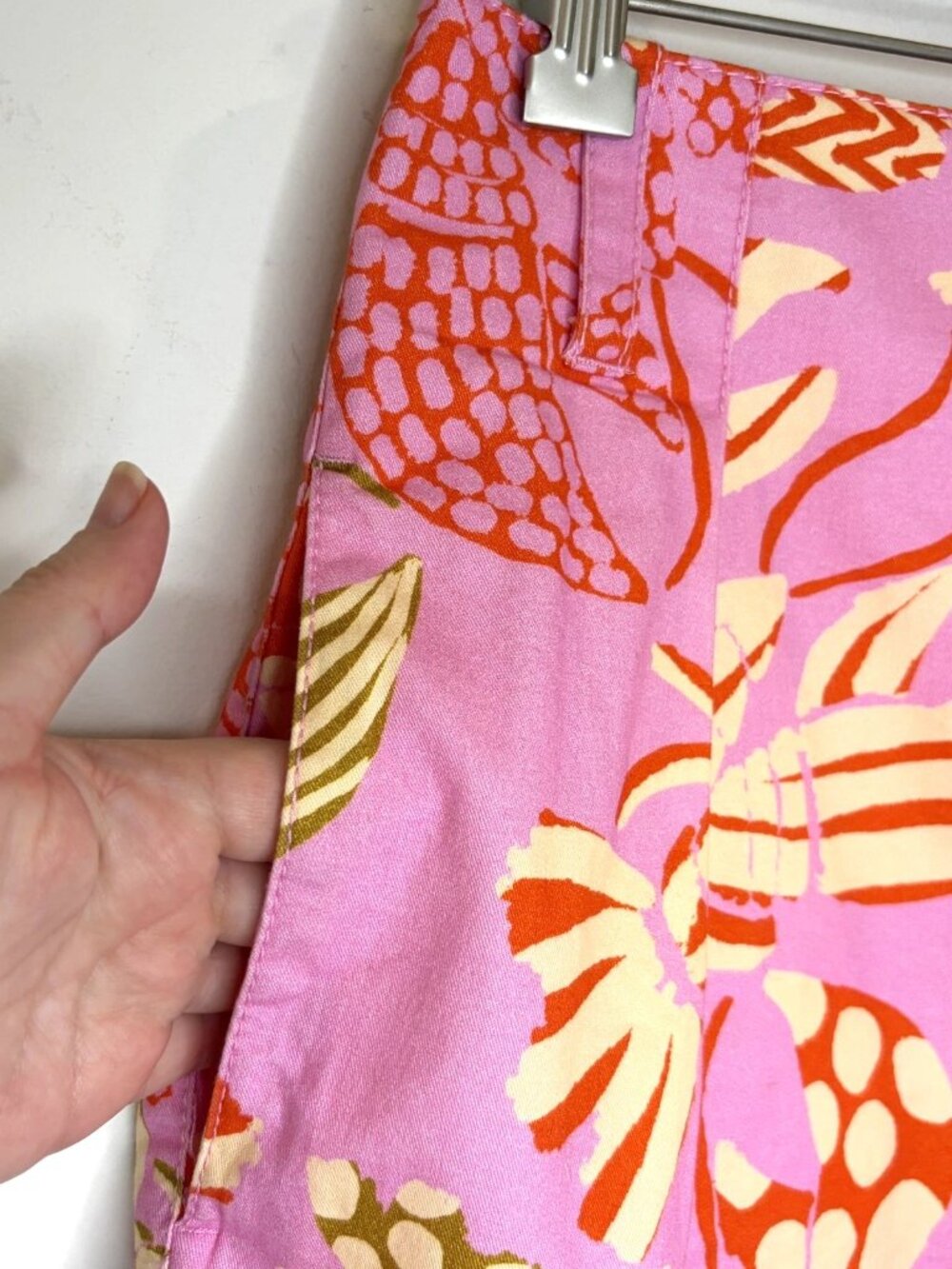 Farm Rio Mixed Lobster Belted Shorts Sz S Pink Pleated High Waist Tropical Beach - Picture 9 of 16